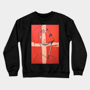 Womans face outline on red ground Crewneck Sweatshirt